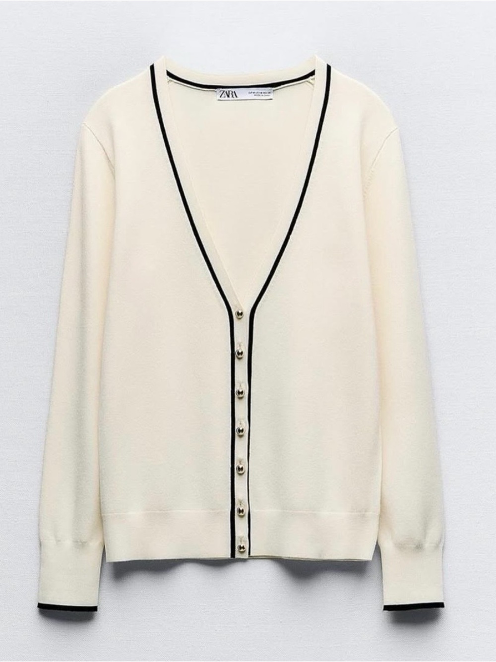 NWT Zara Cream Cardigan with Black Piping size XXL